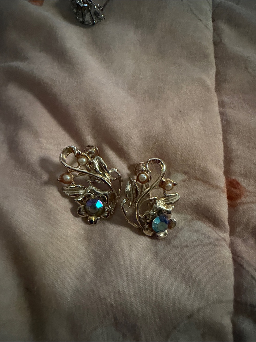 Gold-Tone Floral Crystal Clip Earrings - Gold